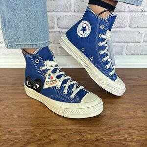 🖤Converse Chuck Taylor Hi Women Shoes Sz 12 Comme des Garcons PLAY Blue 171846C